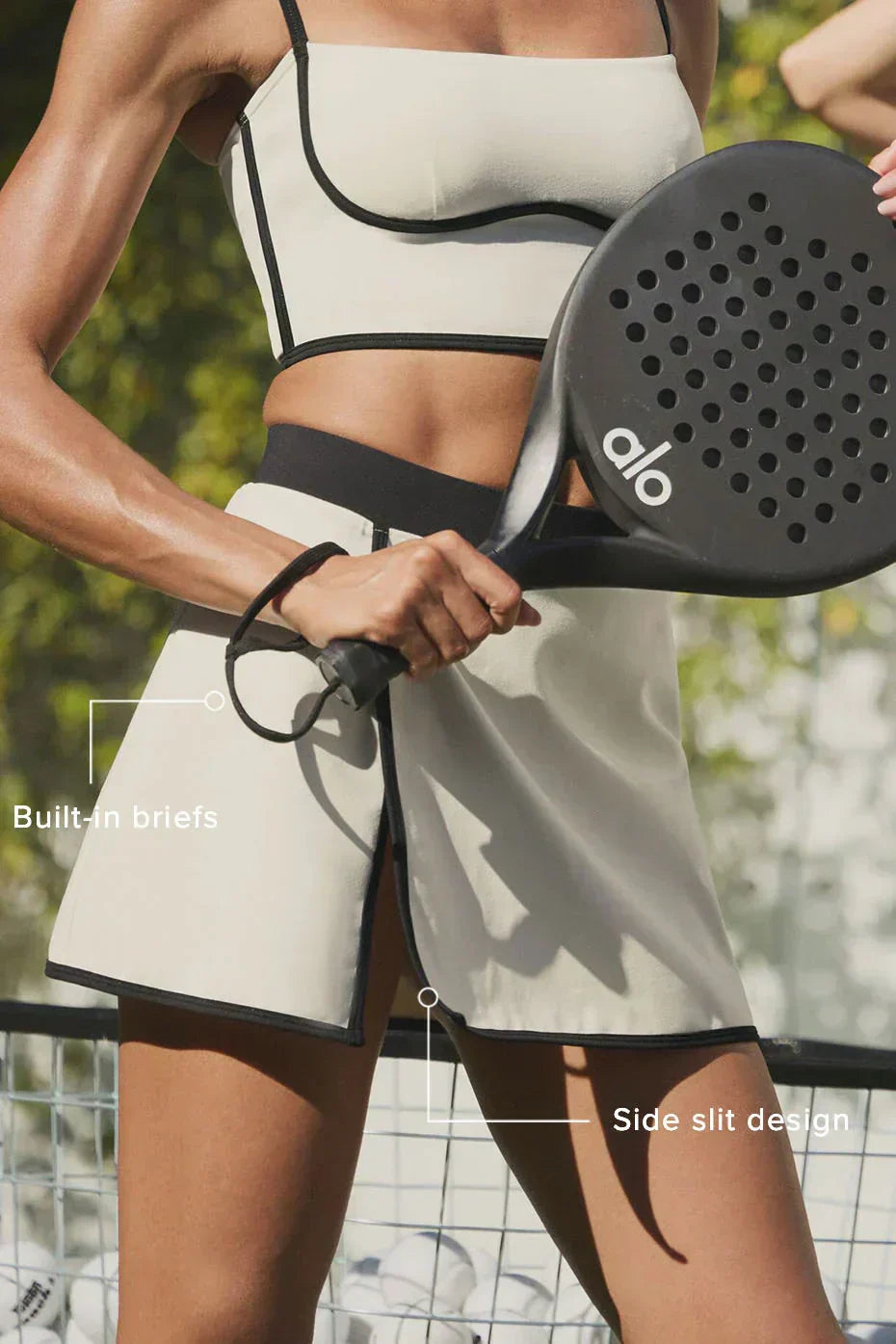 Gestroomlijnde rok met airbrush-afwerking - ivoor/zwart