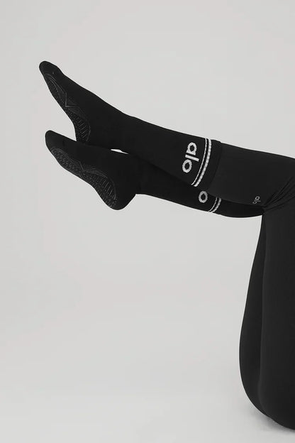 Retro barre sokken voor dames - zwart