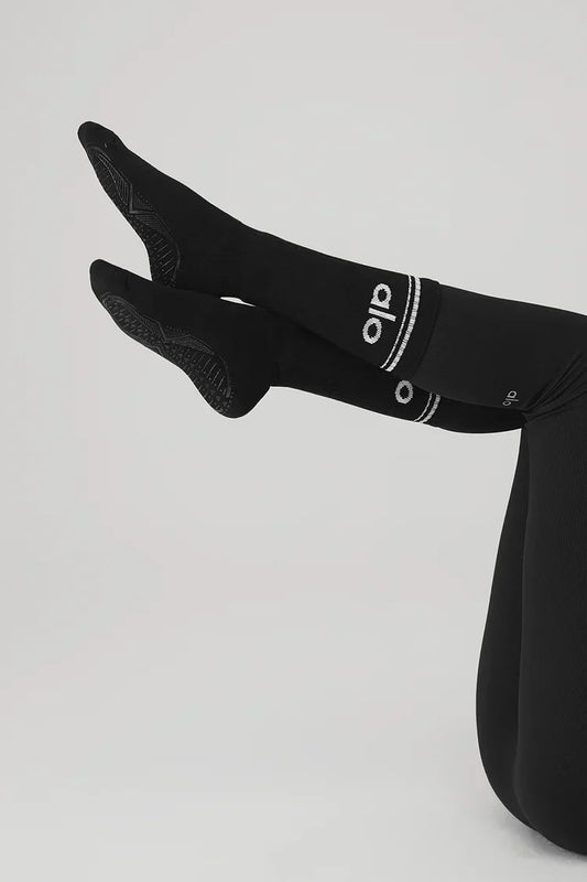 Retro barre sokken voor dames - zwart