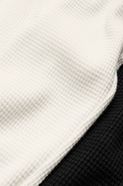 Waffle Weekend Escape Mock Neck Long Sleeve - Zwart