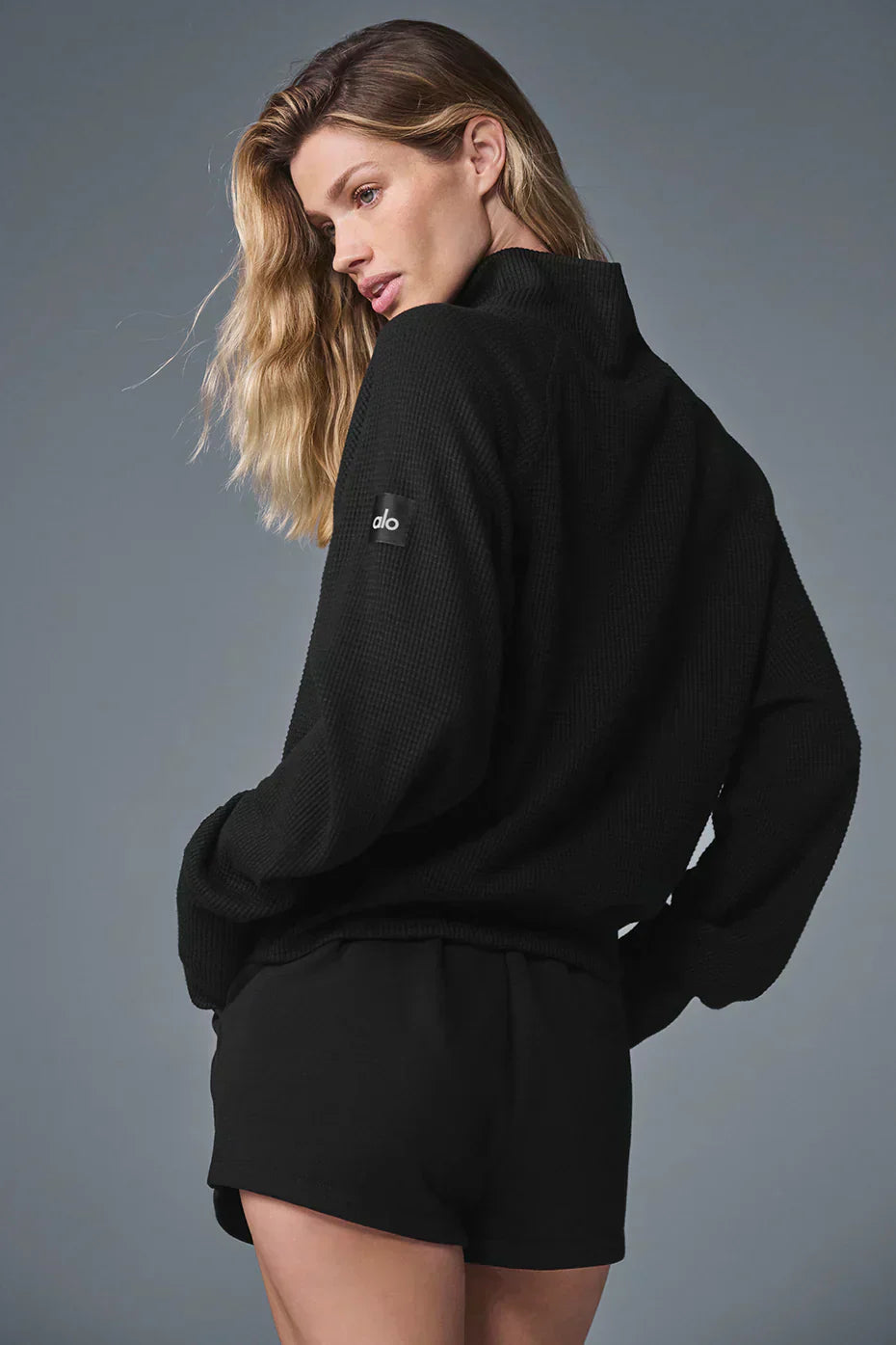 Waffle Weekend Escape Mock Neck Long Sleeve