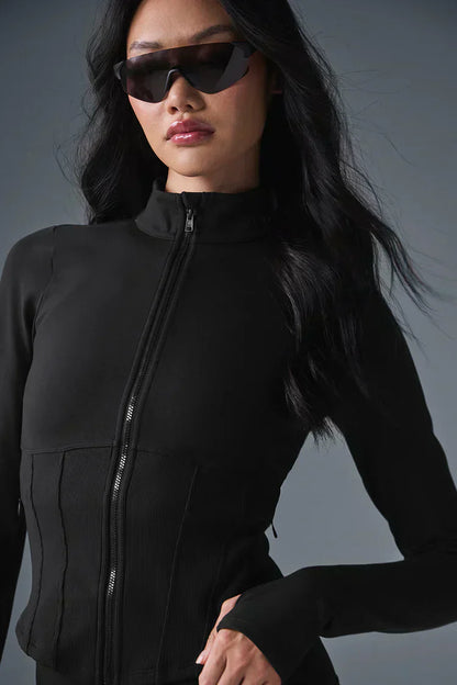 Airbrush Corset Full Zip Jacket - Zwart