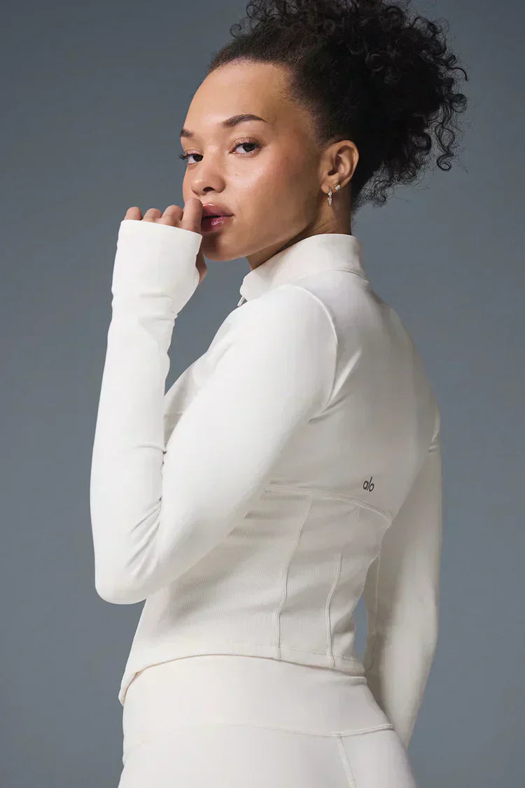 Airbrush Corset Full Zip Jacket - Ivoor