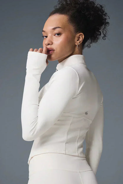 Airbrush Corset Full Zip Jacket - Ivoor